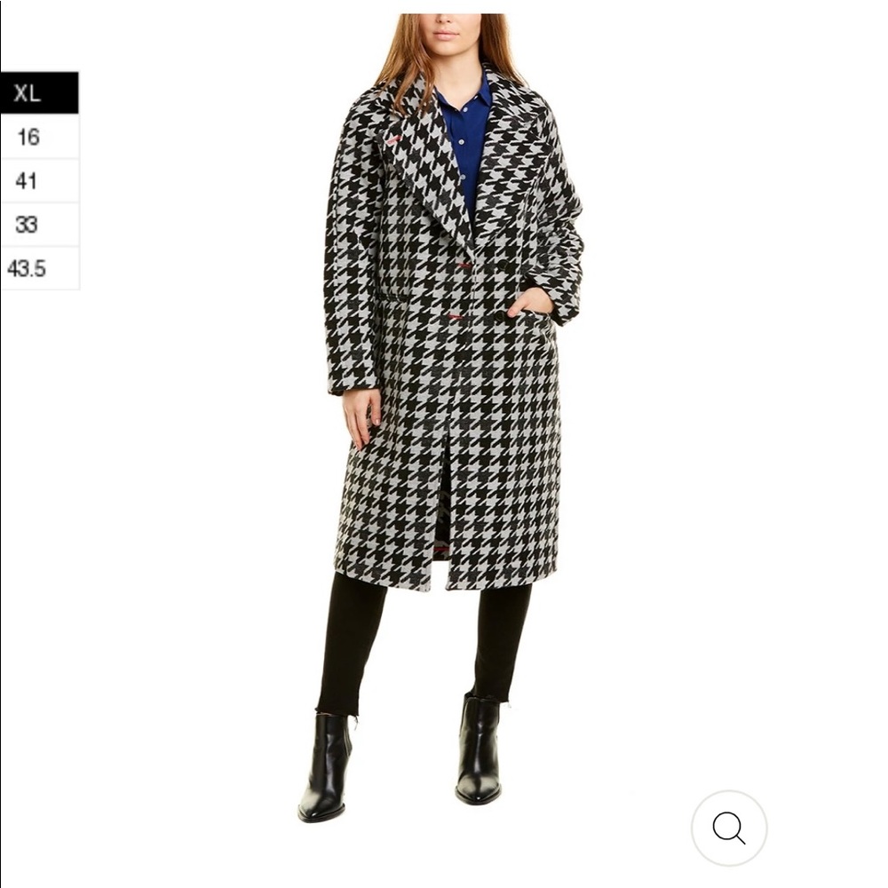 Avec Les Filles  Black & White Houndstooth coat size XL. New with tags attached.